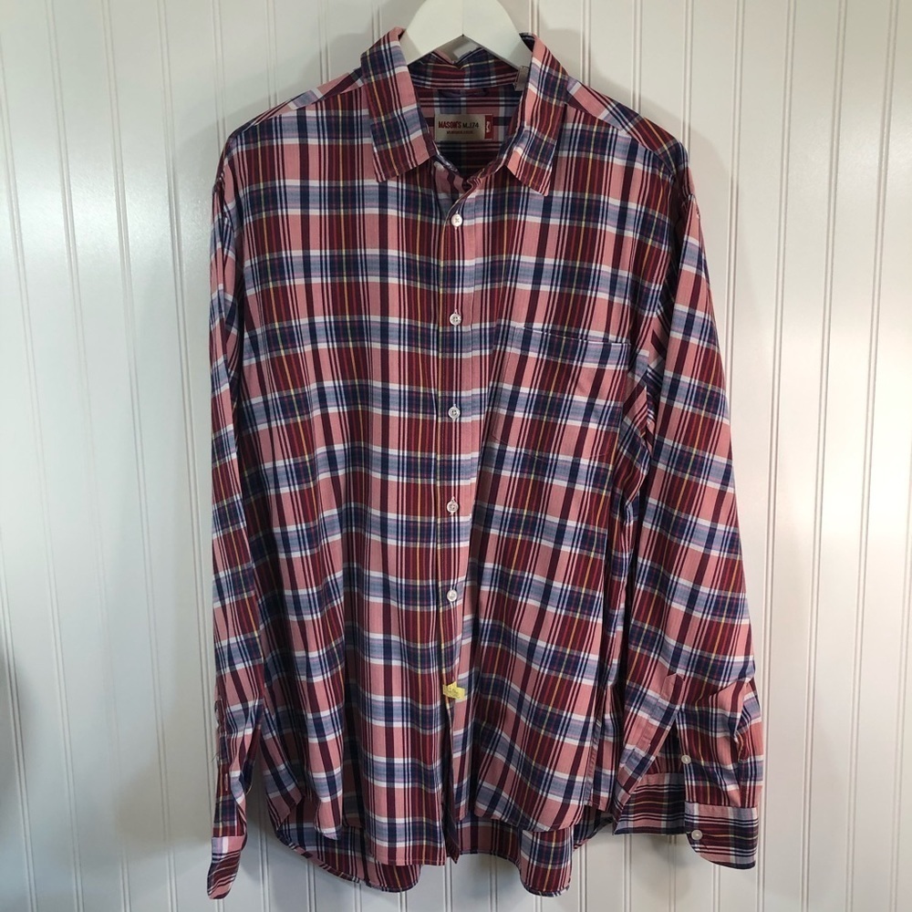 Mason’s MJ 74 Men’s Long Sleeve Plaid Shirt Sz XL
